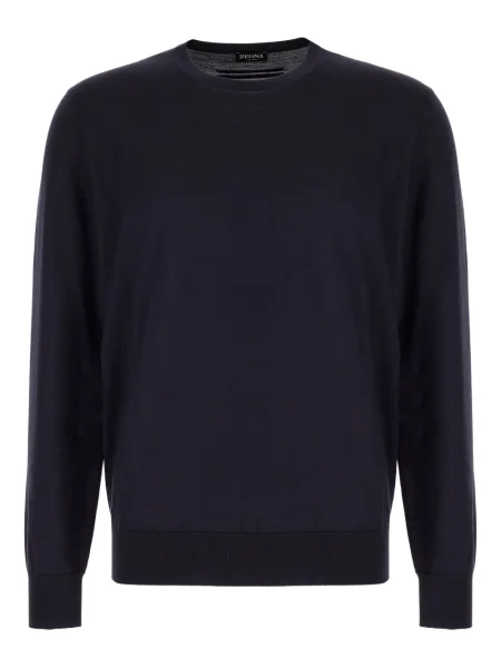 Pulover Zegna de mătase cu decolteu rotund albastru