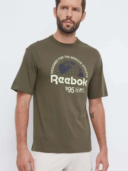 Тениска Reebok с принт зелено
