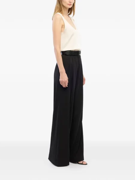 Pantaloni Another Tomorrow din țesătură twill negru