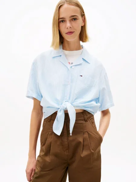 Tommy Jeans Bluza svetlo modra bela