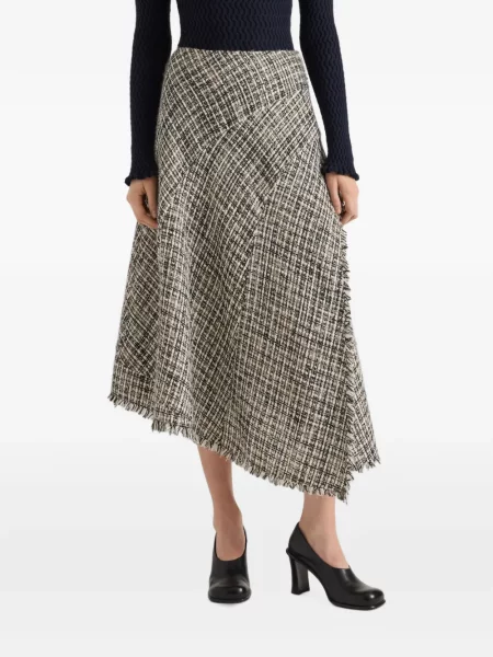 Fustă Proenza Schouler White Label asimetrică din tweed alb
