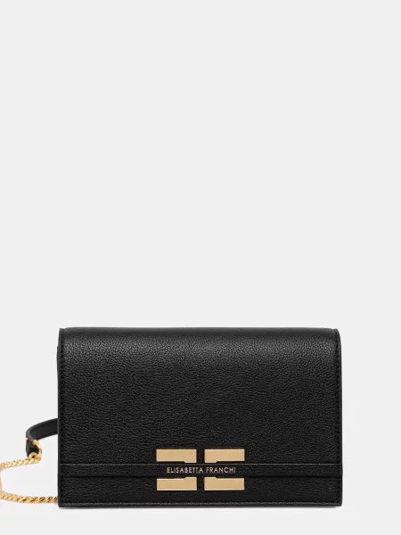 Torebka skórzana Elisabetta Franchi skórzana czarna