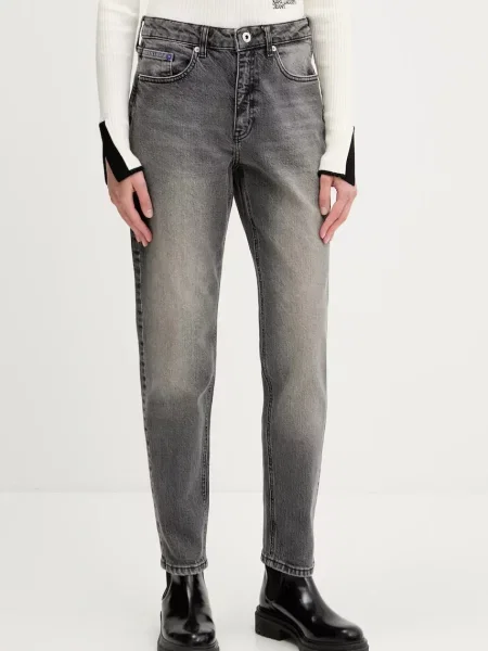 Дънки Karl Lagerfeld Jeans със стандартна талия сиво