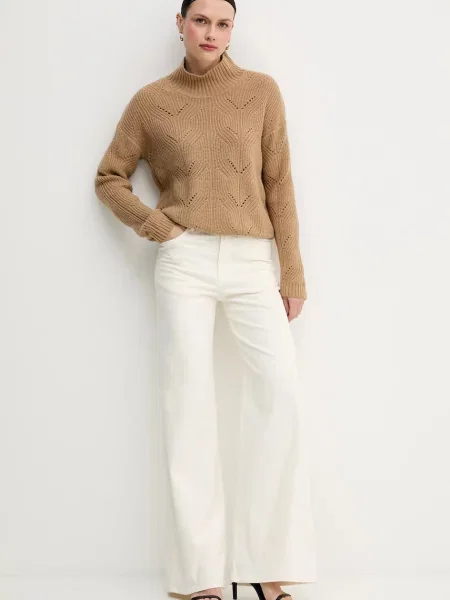 Светр із додаванням вовни United Colors of Benetton легкий півгольф бежевий