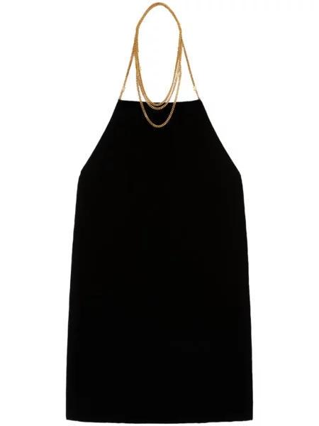 Rochie Palm Angels de catifea cu gât halter de costum negru
