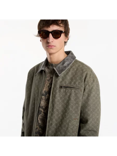 Яке Daily Paper Fur Collar Monogram Workwear Jacket Army Green XS зелено