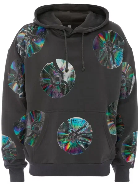 Hanorac cu glugă Jw Anderson cu imagine negru