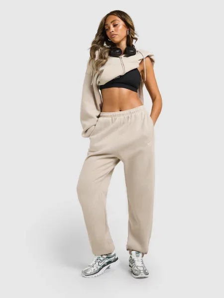 Nike Spodnie W Nk Studio Flc Mw Hr Os beżowe