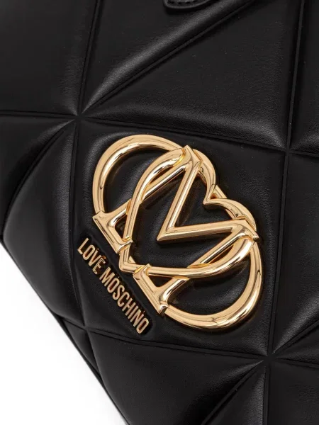 Ватиран шопинг чанта Love Moschino с автограф черно