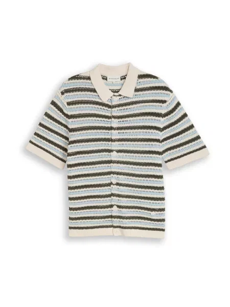 TOM TAILOR Geacă tricotată deschis / albastru deschis / oliv bej