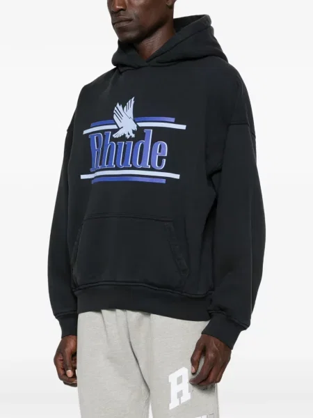 Hanorac cu glugă Rhude cu imagine negru