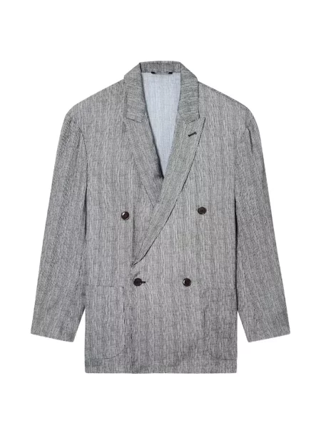 Sacou Giorgio Armani cu dungi cu două rânduri de nasturi negru