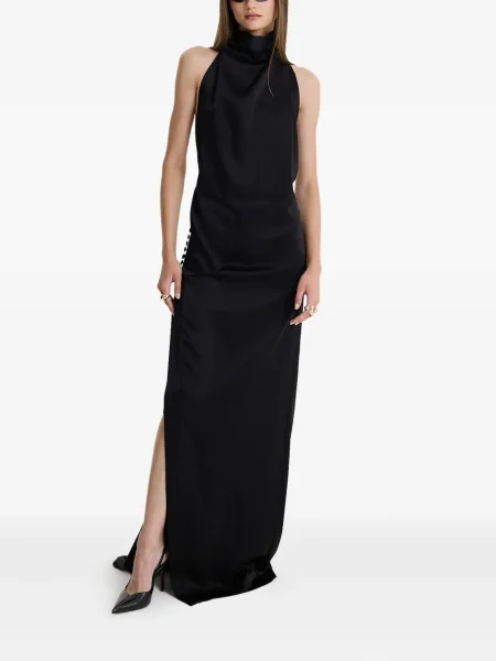 Rochie maxi Moos Studio cu crăpătură de costum negru
