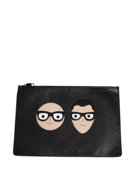 Δερμάτινη τσάντα Dolce & Gabbana μαύρο