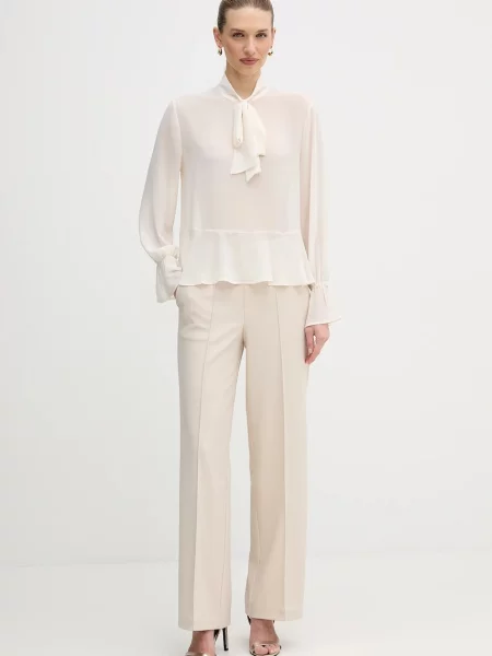 Штани OUI прямі висока посадка бежевий