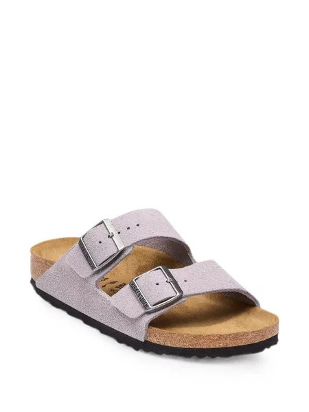 Sandale Birkenstock din piele de căprioară cu cataramă violet