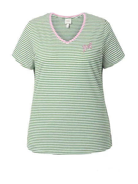 Ulla Popken Tricou verde iarbă / roz alb