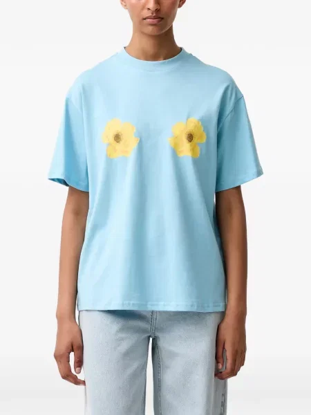 Tricou Never Fully Dressed cu model floral cu imagine albastru