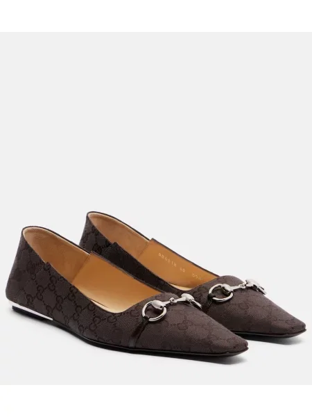 Balerini Gucci din canvas maro
