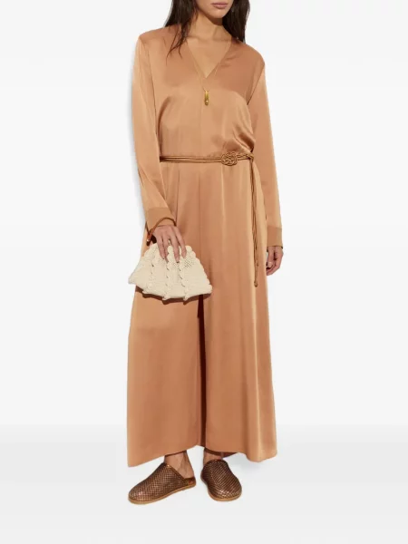 Cu centură rochie maxi Forte_forte din satin portocaliu