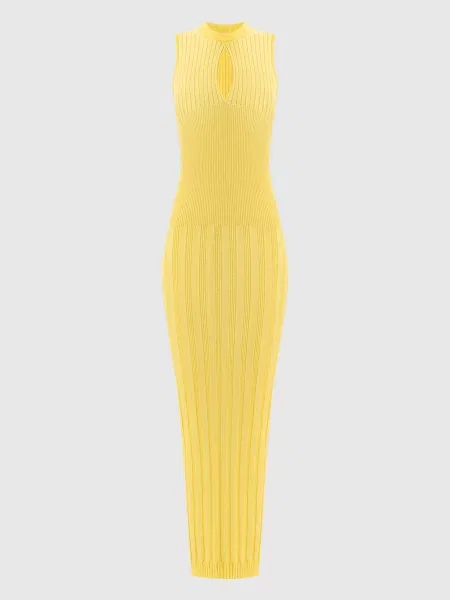 Платье Balmain в рубчик желтое