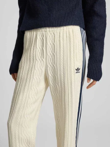 Dzianinowe spodnie Adidas Originals klasyczne do biegania białe