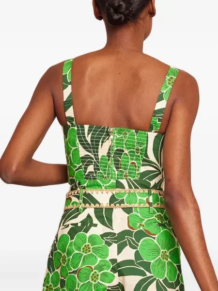 Lniana bluzka Cara Cara w kwiatki z nadrukiem