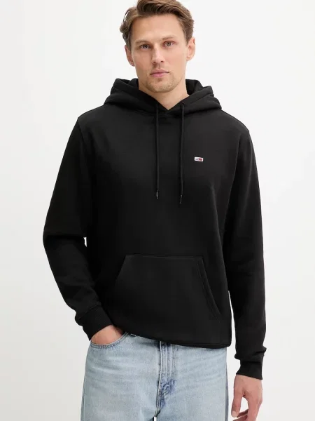Hanorac cu glugă Tommy Hilfiger cu glugă negru