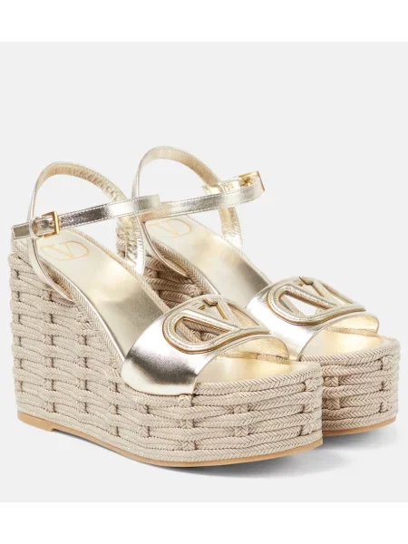 Кожени сандали Valentino Garavani с клин ток