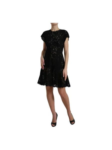 Sukienka mini Dolce And Gabbana w kwiatki koronkowa czarna
