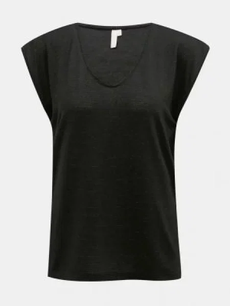 T-shirt z efektowną przędzą model ‘Billo’ Pieces czarna