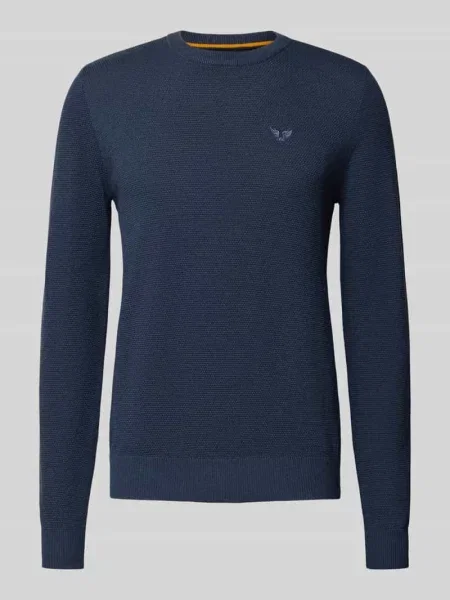 Sweter z dzianiny z wyhaftowanym logo model ‘Ricecorn’ Pme Legend granatowy
