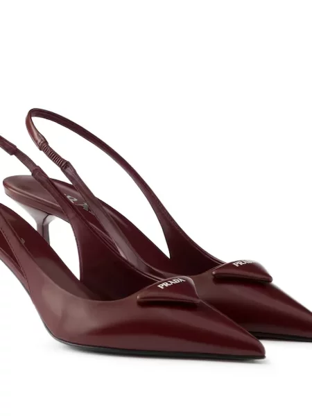 Pantofi cu toc Prada slingback cu autograf roșu