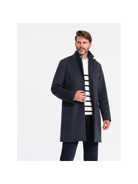 Textil Ombre Pánský vlněný kabát Sarret tmavě modrá