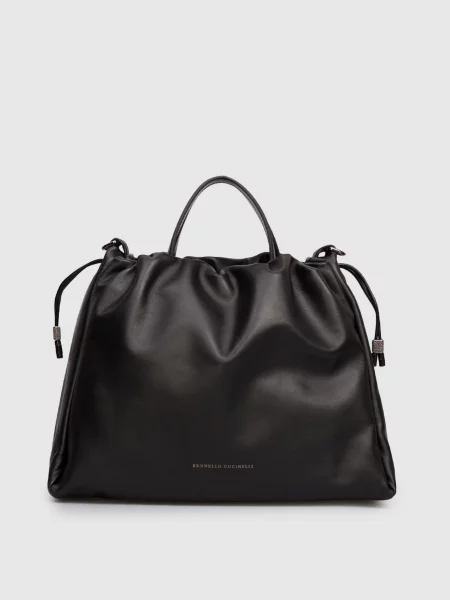 Кожаная сумка Brunello Cucinelli черная