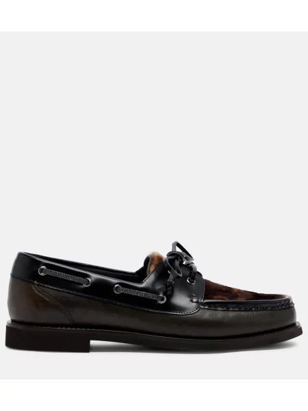 Pantofi loafer Brunello Cucinelli din piele maro