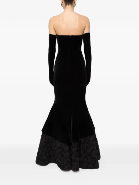 Rochie maxi Nissa cu model floral de costum negru