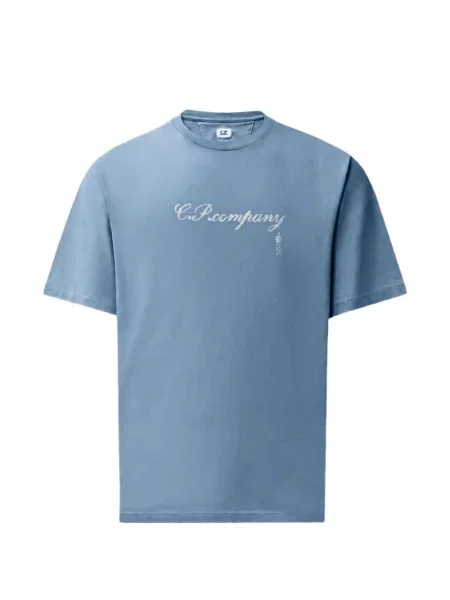 Scurt tricou C.p. Company din jerseu cu autograf albastru