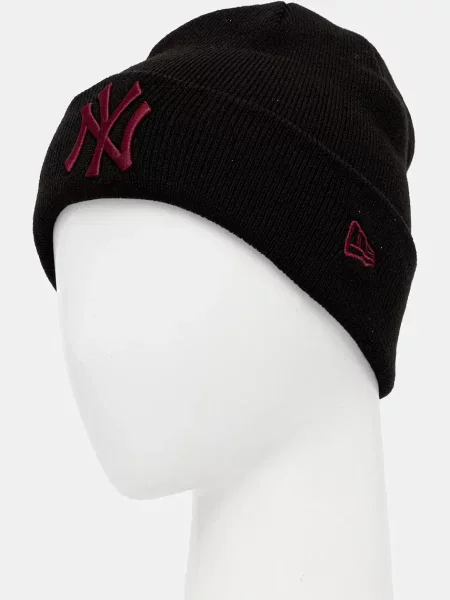 New Era Knit Medium MLB League Essential Beanie New York Yankees Black/ Frosted Burgundy Universal negru