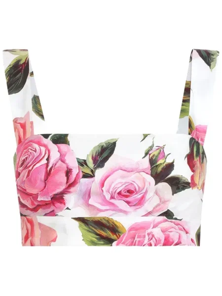 Cropp top Dolce & Gabbana cu model floral alb
