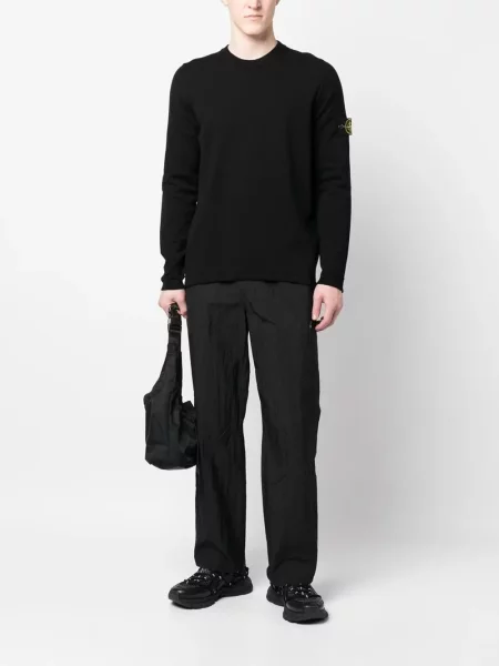 Pulover Stone Island cu strasuri cu decolteu în U negru