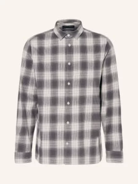 Allsaints Flanelová Košile Kelby Relaxed Fit / režná / světle šedá