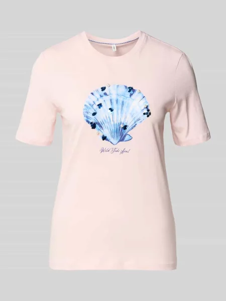 T-shirt o kroju regular fit z czystej bawełny model KITA' Only różowa