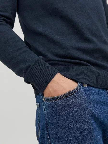 JACK & JONES Megztinis JJEmil tamsiai mėlyna