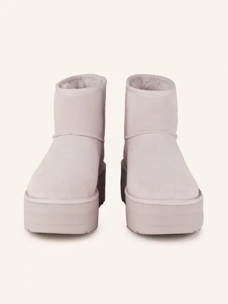 Klasické mini kotníkové boty Ugg na platformě fialové