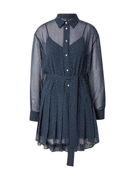 Tommy Jeans Rochie tip bluză bleumarin alb