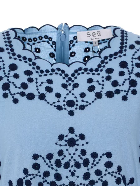 Rochie maxi Sea cu broderie lungă de costum albastru