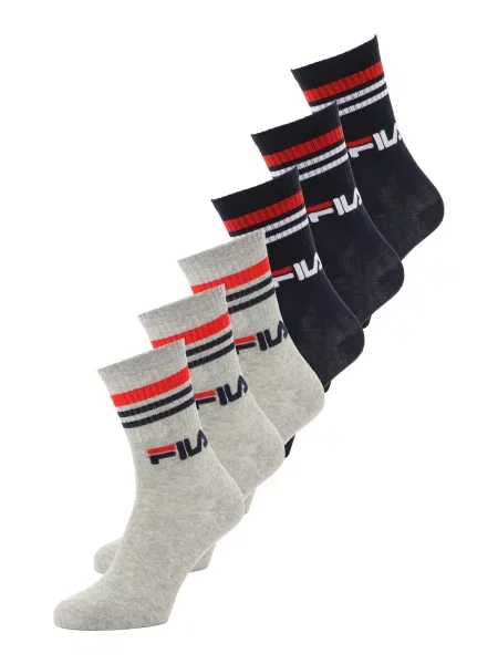 FILA Șosete sport gri amestecat / roșu negru