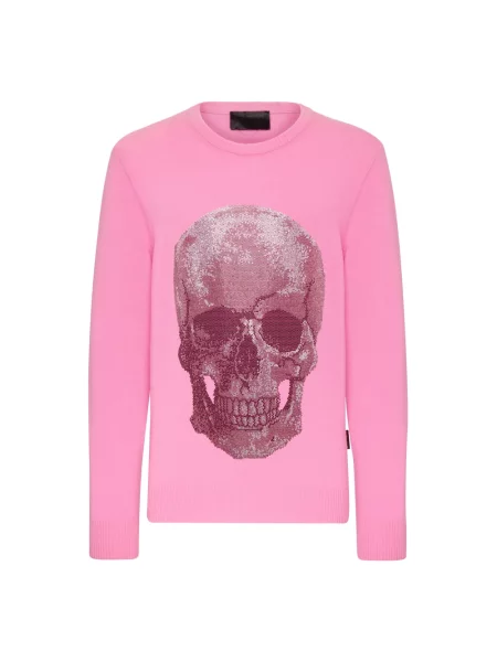 Sweter Philipp Plein skórzany różowy