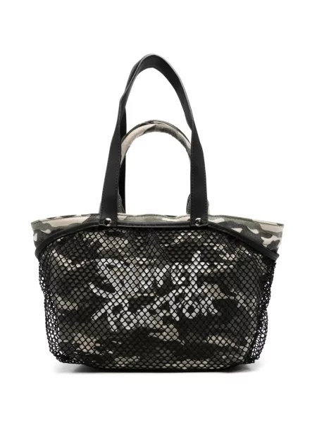 Geantă shopper Secret Pon Pon plasă cu model camuflaj verde